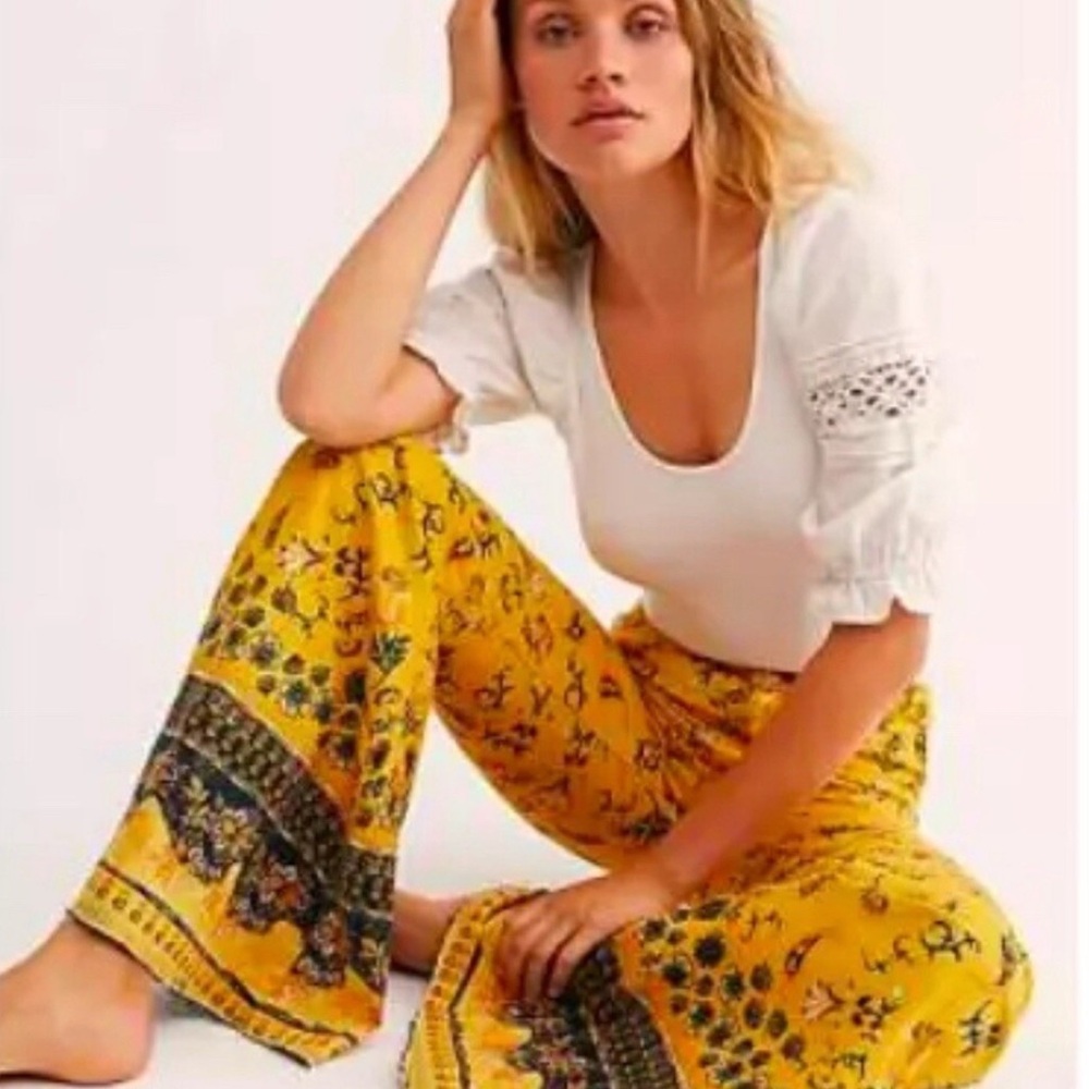 Free People Just Float On Printed Flare Jeans High Rise